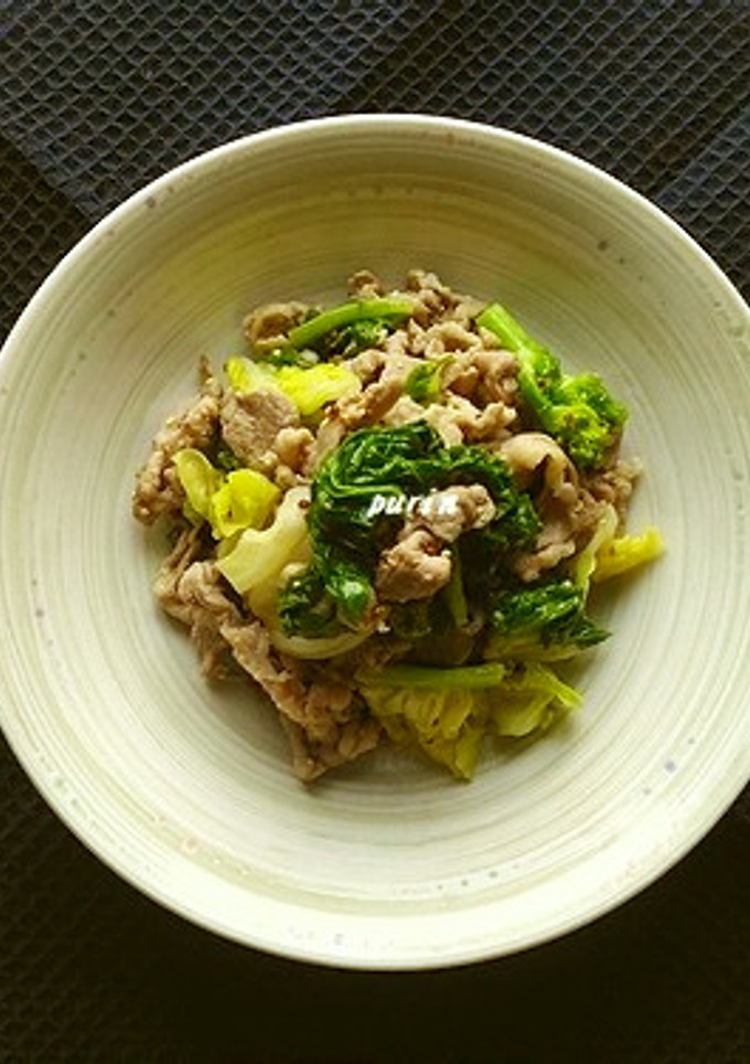 菜の花と豚肉の粒マスタード炒め-レシピのメイン写真