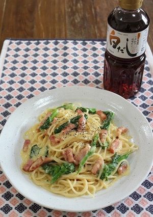菜の花と厚切りベーコンのカルボナーラ-レシピのメイン写真