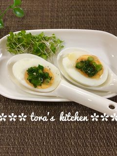 ゆで卵de簡単おつまみ☘️香味ナムル-レシピのメイン写真