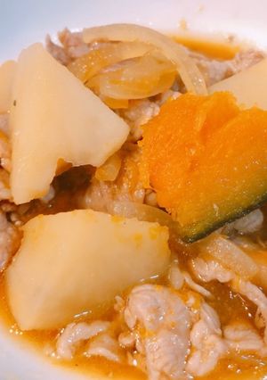 フライパンで！かぼちゃ入り肉じゃが-レシピのメイン写真