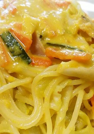 かぼちゃクリームソース風スパゲティ-レシピのメイン写真