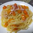 ベーコンとミニトマトのパスタ
