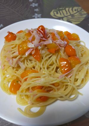 ベーコンとミニトマトのパスタ-レシピのメイン写真
