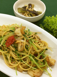 帆立と豆苗のスパゲティ(健康食)-レシピのメイン写真