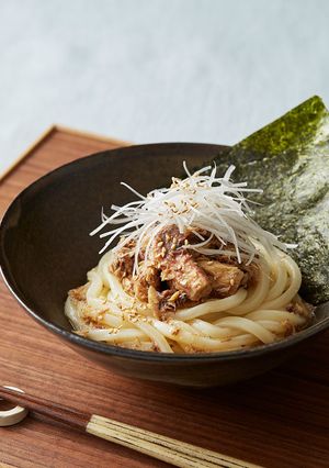 ごま油サバうどん-レシピのメイン写真