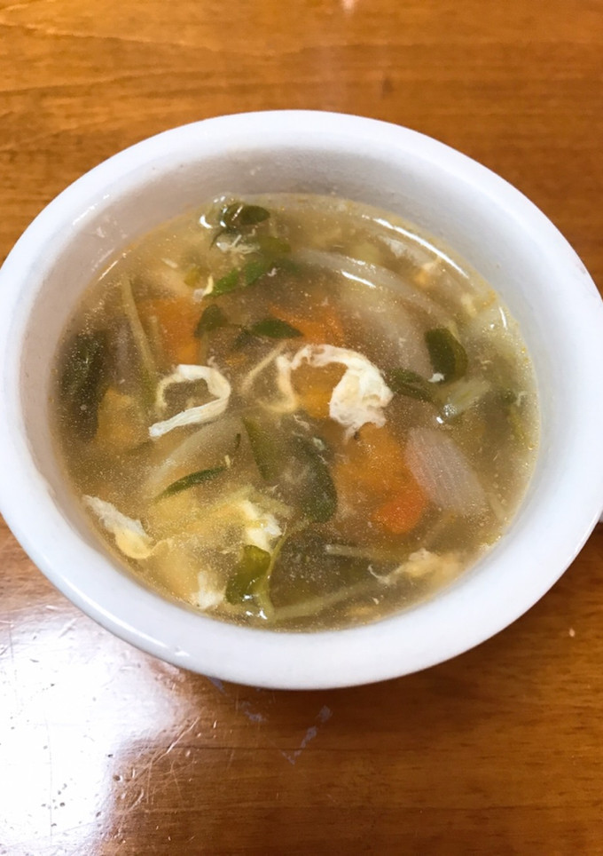 豆苗・トマト・たまごの中華風スープ-レシピのメイン写真