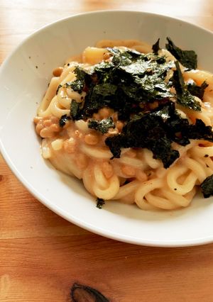 明太子＆納豆エサンテうどん♡Amway-レシピのメイン写真