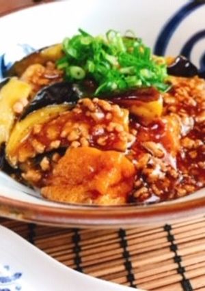 花椒香る甘辛揚げ茄子麻婆丼-レシピのメイン写真