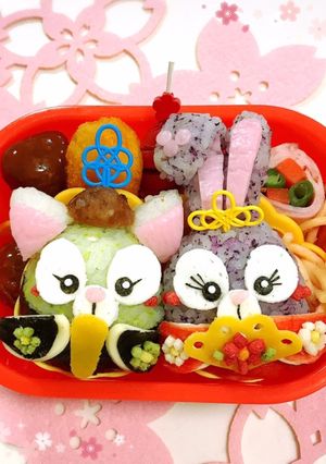 ジェラトーニ&ステラルーひな祭りキャラ弁-レシピのメイン写真