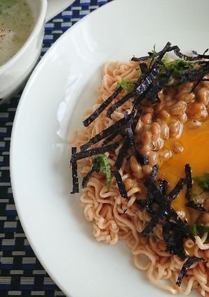 カップやきそばで！たらこ納豆やきそば-レシピのメイン写真