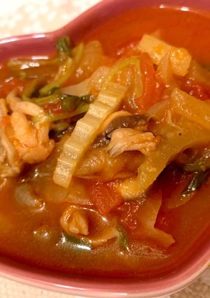 鶏もも肉とセロリのトマトスープ-レシピのメイン写真