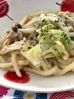 白菜のカルボナーラうどん。-レシピのメイン写真