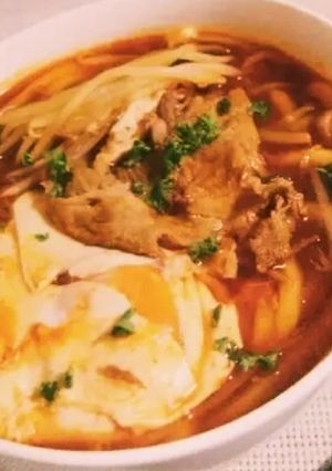 10分☆豚こまともやしのトッポギ風うどん-レシピのメイン写真