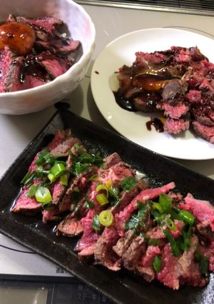 ローストビーフ丼と肉のタタキ同時進行-レシピのメイン写真