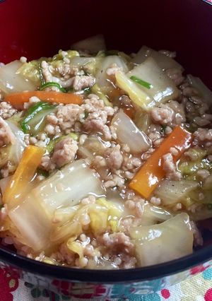 簡単節約！豚ミンチと白菜のとろとろ丼♡-レシピのメイン写真