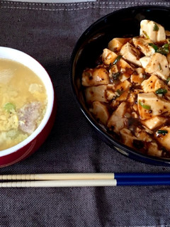 ピリ辛麻婆豆腐丼セット-レシピのメイン写真
