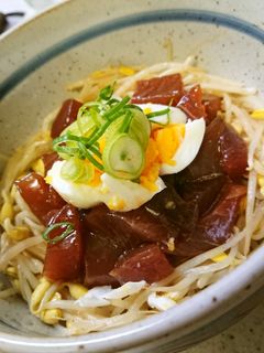 カツオユッケ丼 白飯の代わりにもやし♪-レシピのメイン写真