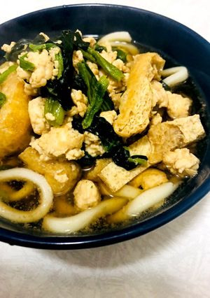 鶏そぼろたっぷりあったかうどん！-レシピのメイン写真
