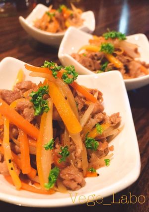 ウドと2色にんじん 豚肉の洋風きんぴら-レシピのメイン写真