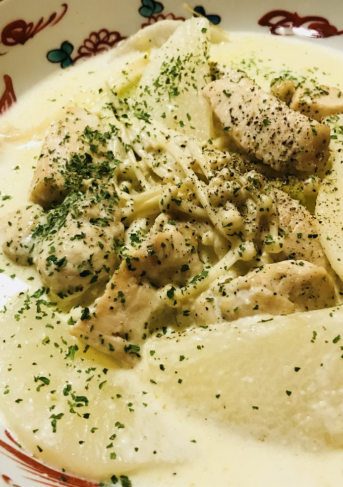 鶏肉と大根＆長ネギのあっさり生クリーム煮-レシピのメイン写真