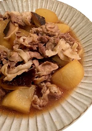 圧力鍋で、大根、豚コマ、椎茸の煮物-レシピのメイン写真