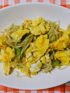 モヤシとネギの卵のせ炒め☆-レシピのメイン写真