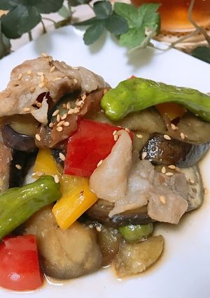 なすと豚バラの梅肉炒め-レシピのメイン写真