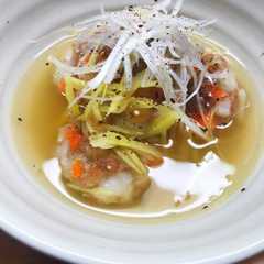 รูปของ 餅と蓮根つくねの生姜スープ