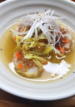 餅と蓮根つくねの生姜スープ-レシピのメイン写真