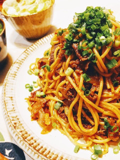 我が家の背徳グルメ~禁断の焼き肉パスタ~-レシピのメイン写真