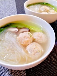 *簡単!やわらか鶏団子と春雨のスープ*-レシピのメイン写真