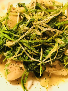 鶏肉と水菜&ルッコラのバター&レモン炒め-レシピのメイン写真