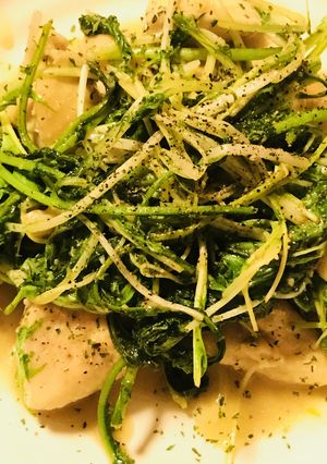 鶏肉と水菜＆ルッコラのバター＆レモン炒め-レシピのメイン写真