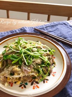 簡単!豚こまもやし豆苗と卵の中華炒め-レシピのメイン写真