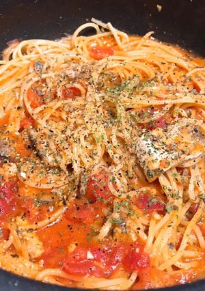 サバ缶で！簡単トマトパスタ♪-レシピのメイン写真