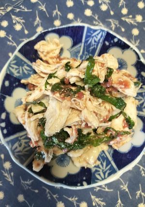 レンチンで簡単✨鶏むね肉の梅しそ和え-レシピのメイン写真
