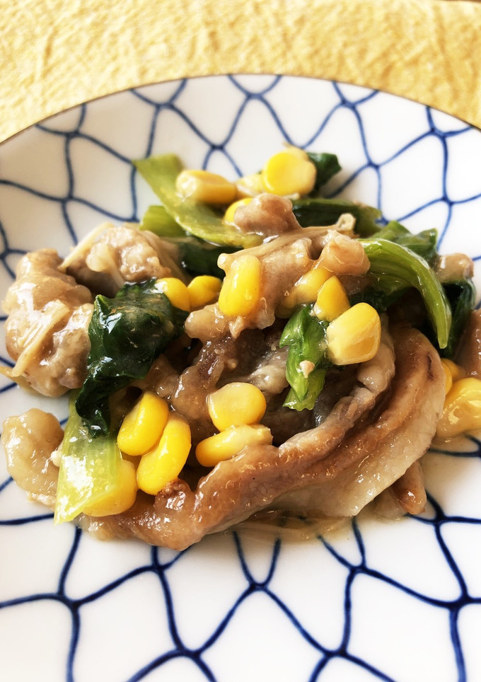 豚肉と小松菜コーンのしょうが焼き-レシピのメイン写真