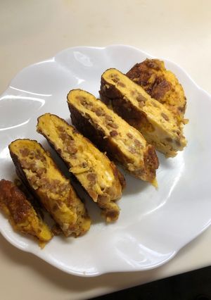 納豆チーズマヨで美味しいふわふわ卵焼き-レシピのメイン写真
