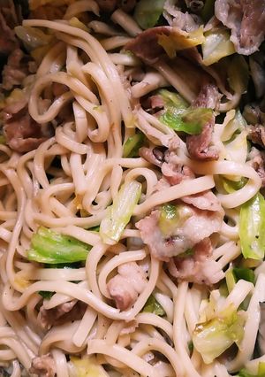 キャベツと舞茸の塩焼きうどん-レシピのメイン写真