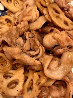 レンコンと豚肉の甘辛炒め-レシピのメイン写真