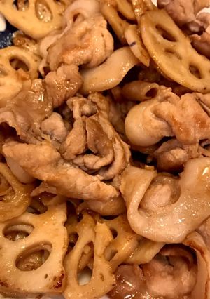 レンコンと豚肉の甘辛炒め-レシピのメイン写真