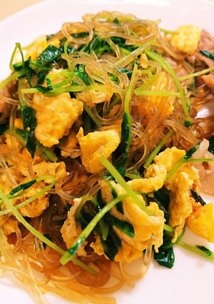 豆苗と春雨の中華卵炒め-レシピのメイン写真