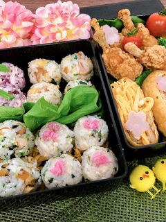 唐揚げと手まり寿司・いなり寿司✿弁当-レシピのメイン写真