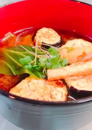 硬いキャベツと焼き茄子のお味噌汁-レシピのメイン写真
