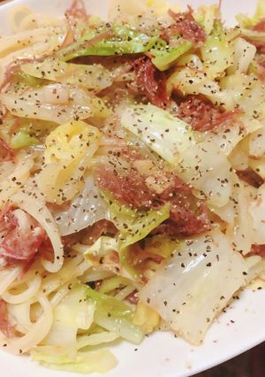 春キャベツとコンビーフの美味しいパスタ-レシピのメイン写真