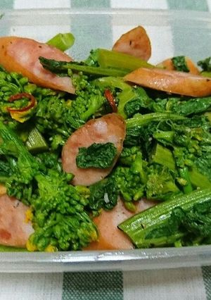 菜の花とウインナーのにんにく炒め-レシピのメイン写真
