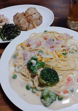 ミックスベジタブル出汁豆乳シチューパスタ-レシピのメイン写真
