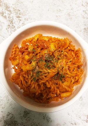 付け合わせシリーズ!マカロニでナポリタン-レシピのメイン写真