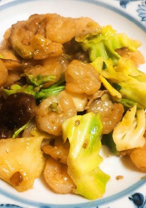 エビと椎茸のオイマヨキャベツ炒め-レシピのメイン写真