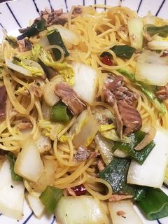 白菜とサバ缶の和風パスタ-レシピのメイン写真